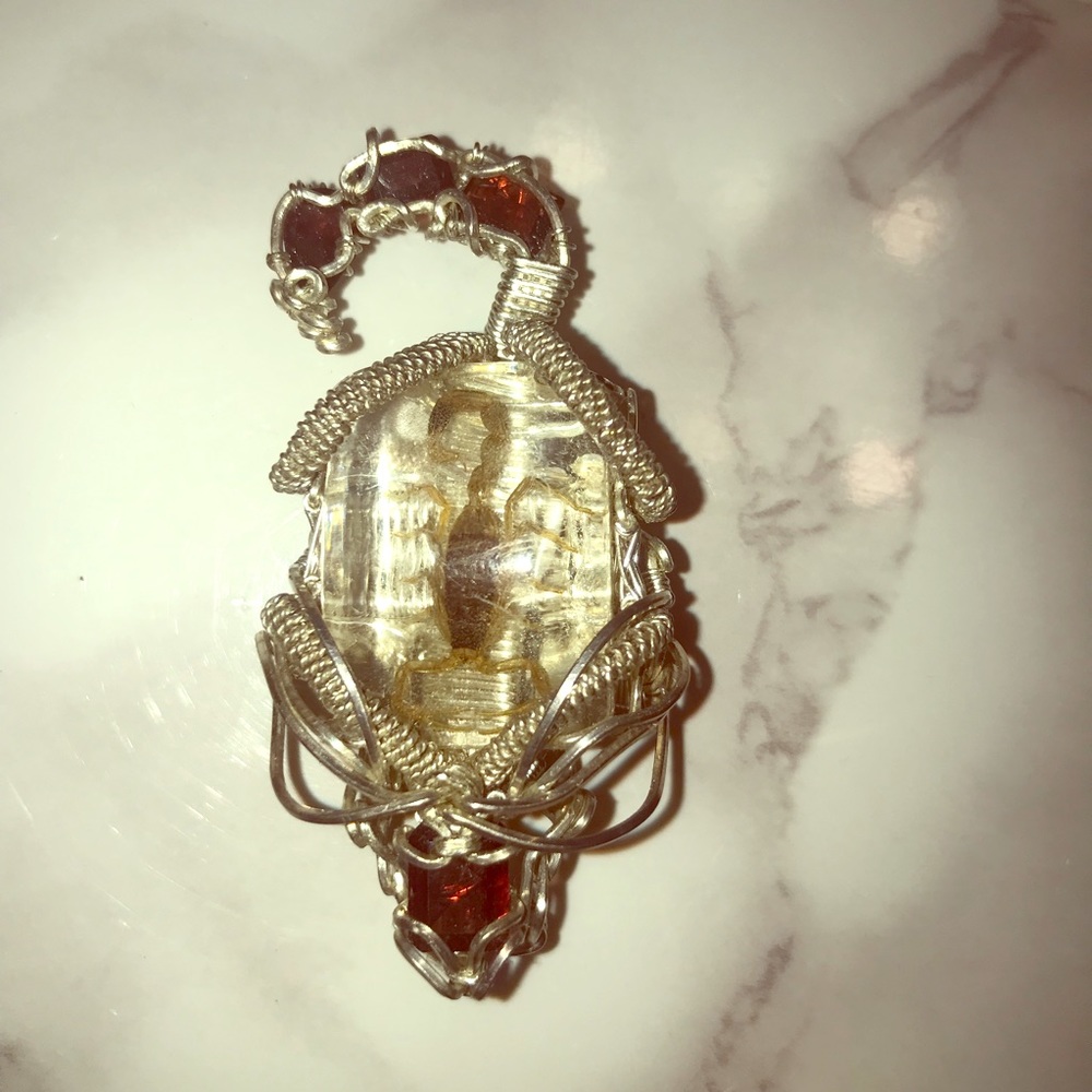 Custom Silver Scorpio pendant with Topaz Stones